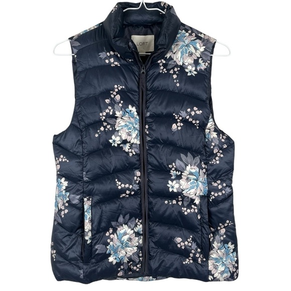 LOFT Jackets & Blazers - Loft Floral Women’s Puffer Vest Steel Grey Size XS